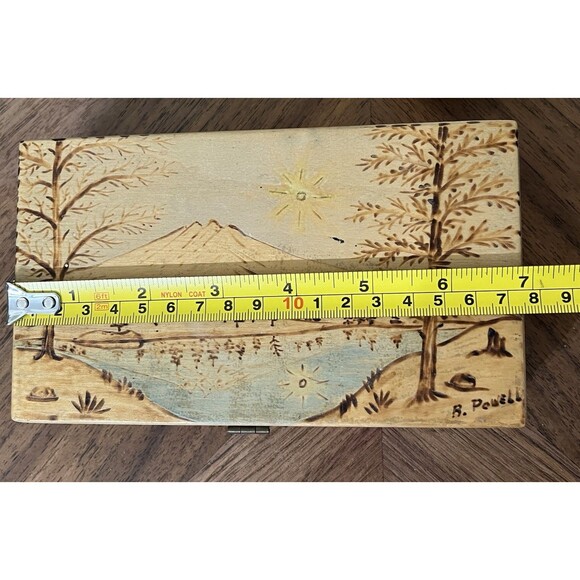 Vintage 1976 B.Powell Hand-Painted Wooden Keepsake Box Folk Primitive Art - Picture 12 of 14